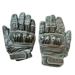 1 BILT Black Leather Motorcycle Gloves